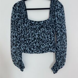 Zara Long Sleeve Blue Animal Print top //  Size: XS